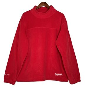 Supreme x Polartec Red Fleece Sweatshirt Mock Neck Pullover Long Sleeve SZ Large